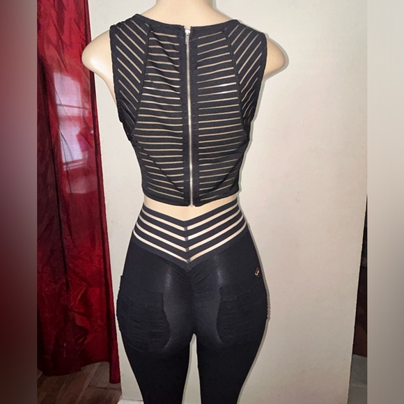 Cute Booty semi shear cropped striped top small like new perfect Top only - Picture 3 of 10